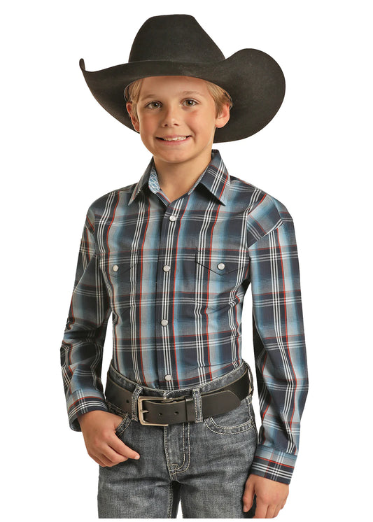 BOY'S LS 2PKT PLAID SNAP - PBN2S02319