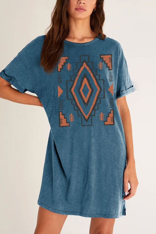 Vintage Aztec Mineral Graphic Dress