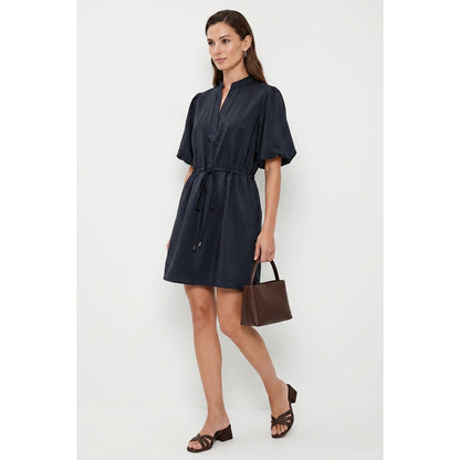 Naked Zebra - Puff Sleeve Cinched Waist Mini Dress