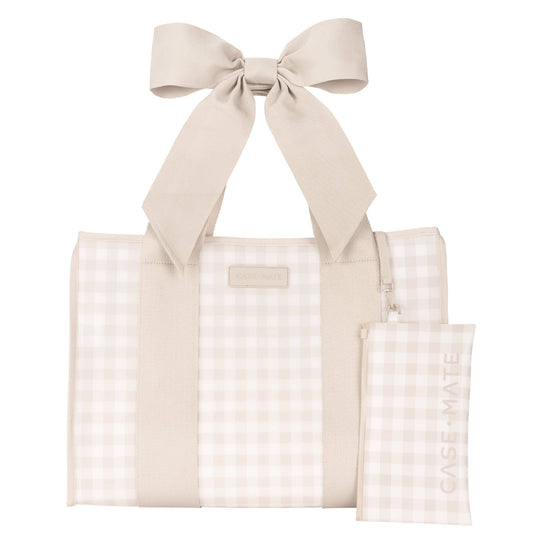 Case-Mate - Case-Mate Latte Gingham Bow Jelly Tote Bag
