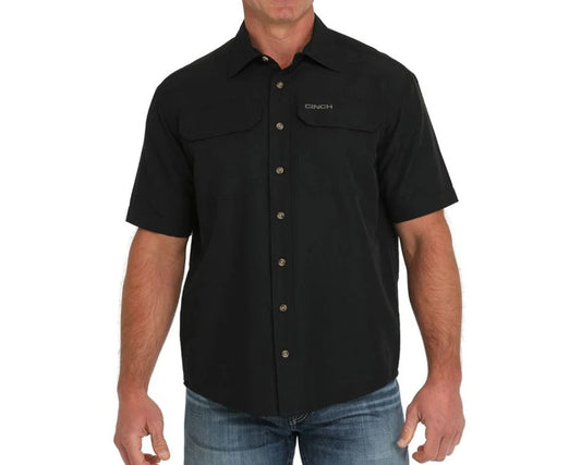 Cinch Men's Solid Black Short Sleeve Arenaflex Shirt