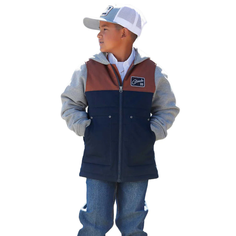 Cinch Boys Full Zip Color Blocked Hooded Jacket