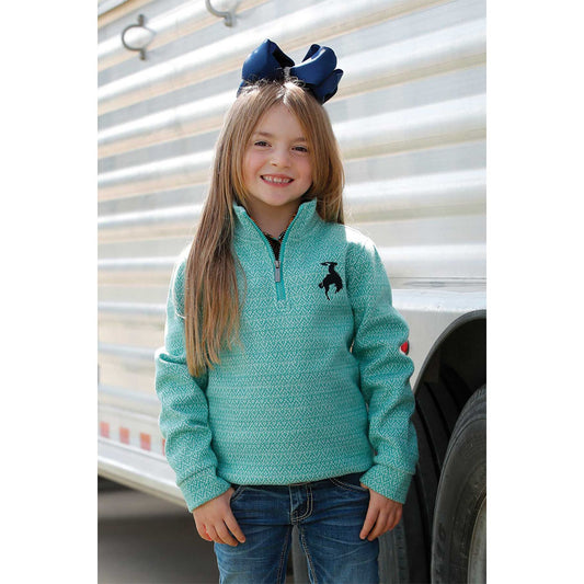 Girl’s 1/4 Zip Pullover – Turquoise