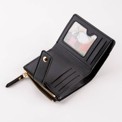 Hana - Compact Diamond-Stitched Pattern ID Window Wallet