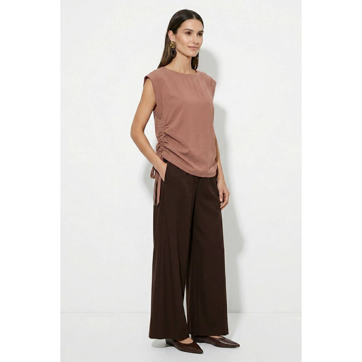 Naked Zebra - Ruched Side Short Sleeve Top