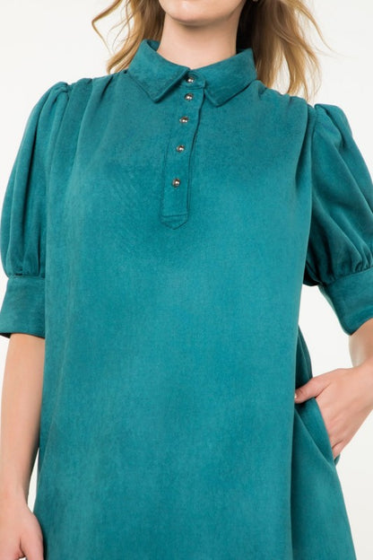 Short Sleeve Suede Dress