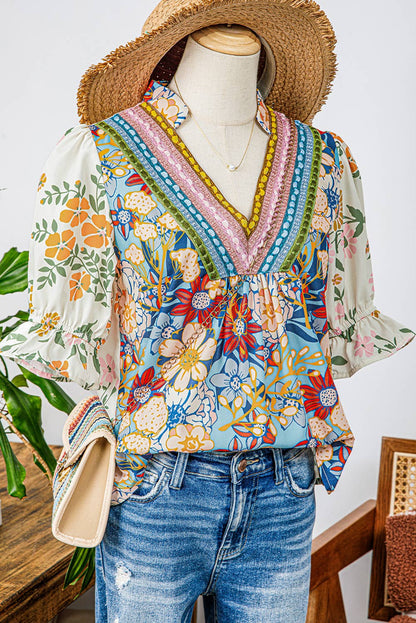 Summer Fashion Crochet Boho Half Sleeve Floral Blouse
