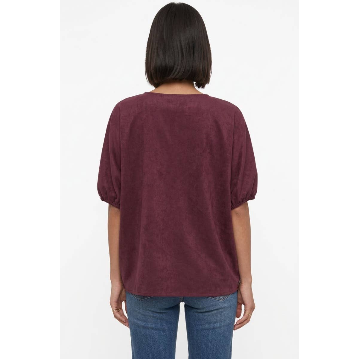 Naked Zebra - Half Zip Soft Matte Dolman Sleeve Fall Blouse