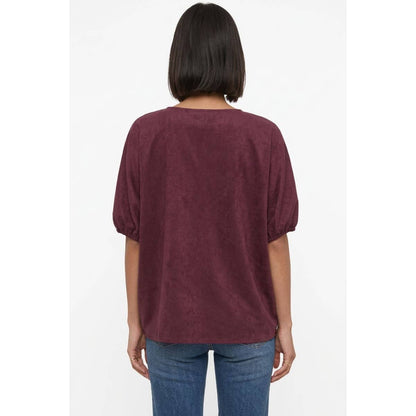 Naked Zebra - Half Zip Soft Matte Dolman Sleeve Fall Blouse