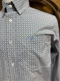 Panhandle Slim LS Blue/Beige Shirt-RMB2S07579