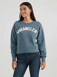 Wrangler Ladies Shabby Logo Blue Pullover - 112356685