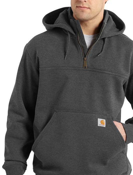 Rain Defender® Loose Fit Heavyweight Quarter-Zip Hoodie-CARBON HEATHER
