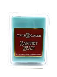 Barefoot Beach scented wax melt in clear plastic clamshell packaging.