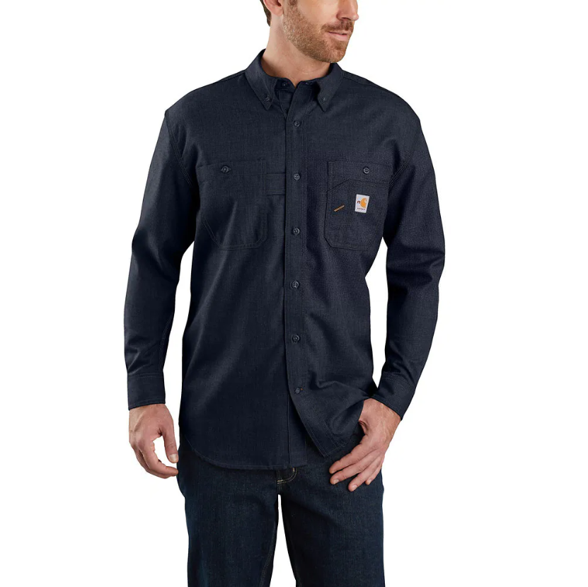 Flame-Resistant Carhartt Force® Loose Fit Lightweight Long-Sleeve Button-Front Shirt - 104138