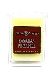 Circle E Candles Hawaiian Pineapple scented wax melt in clear plastic packaging