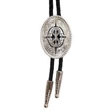 Double S Silver & Black Aztec Oval Bolo Tie