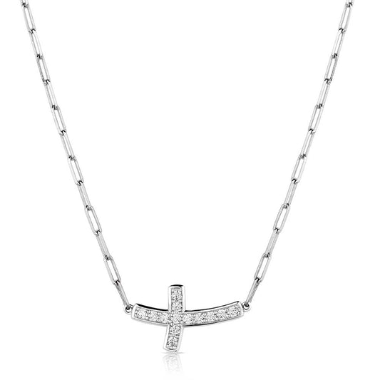 Lean on Me Crystal Cross Necklace