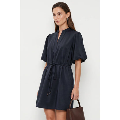 Naked Zebra - Puff Sleeve Cinched Waist Mini Dress