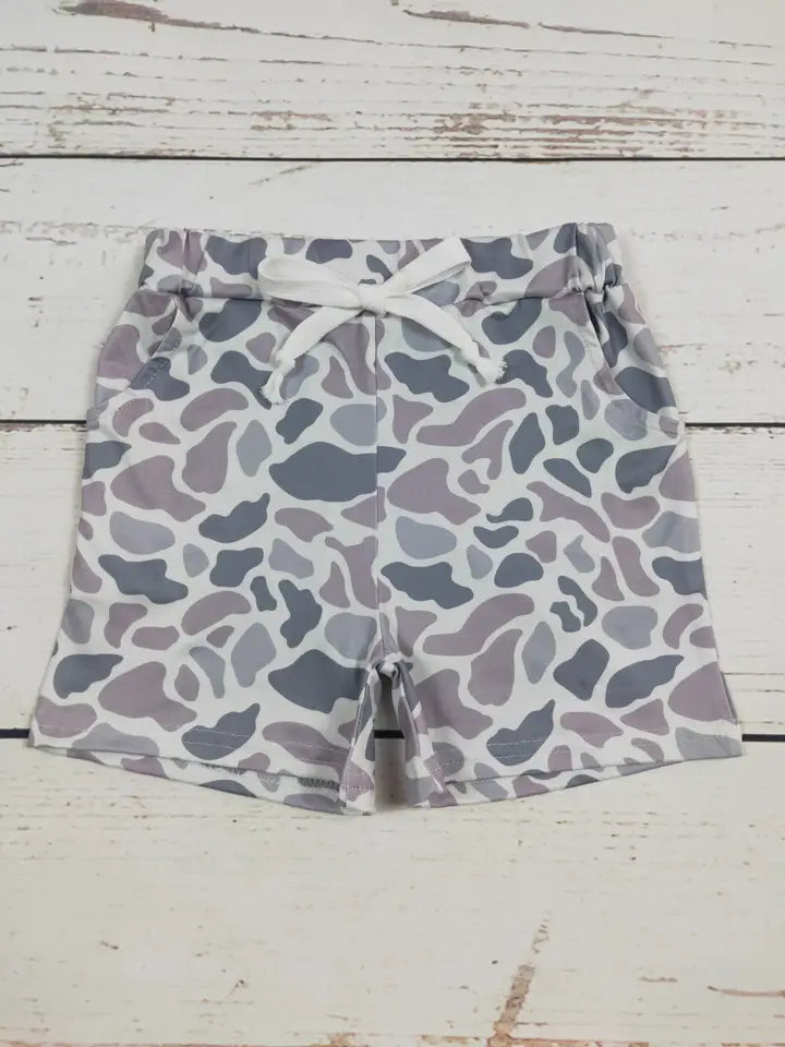 Boys Camouflage Shorts with Gray Printed