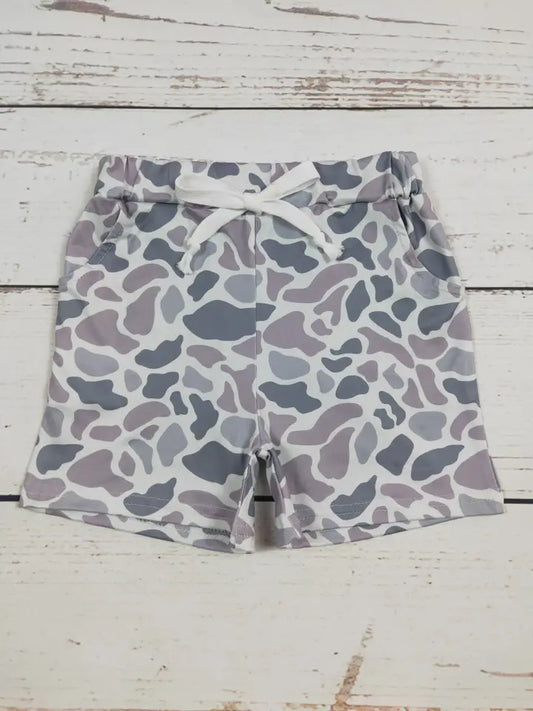 Boys Camouflage Shorts with Gray Printed
