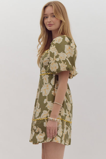 Entro - Green Floral Dress