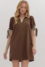 Solid Puff Sleeve Dress
