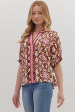 BROWN ABSTRACT PRINT TOP