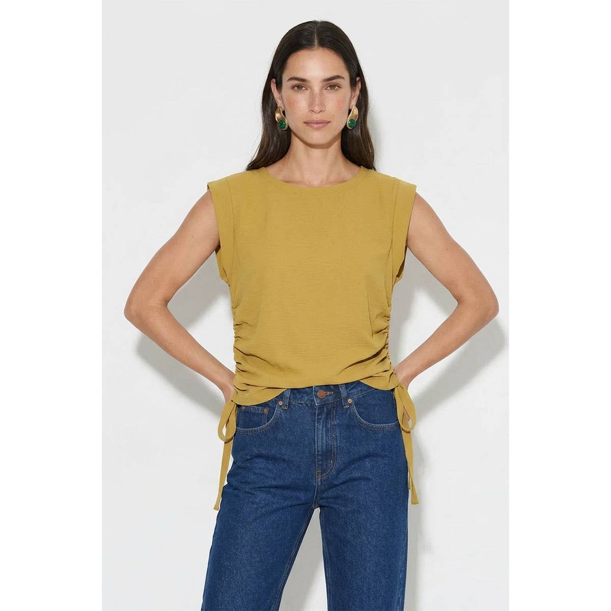 Naked Zebra - Ruched Side Short Sleeve Top