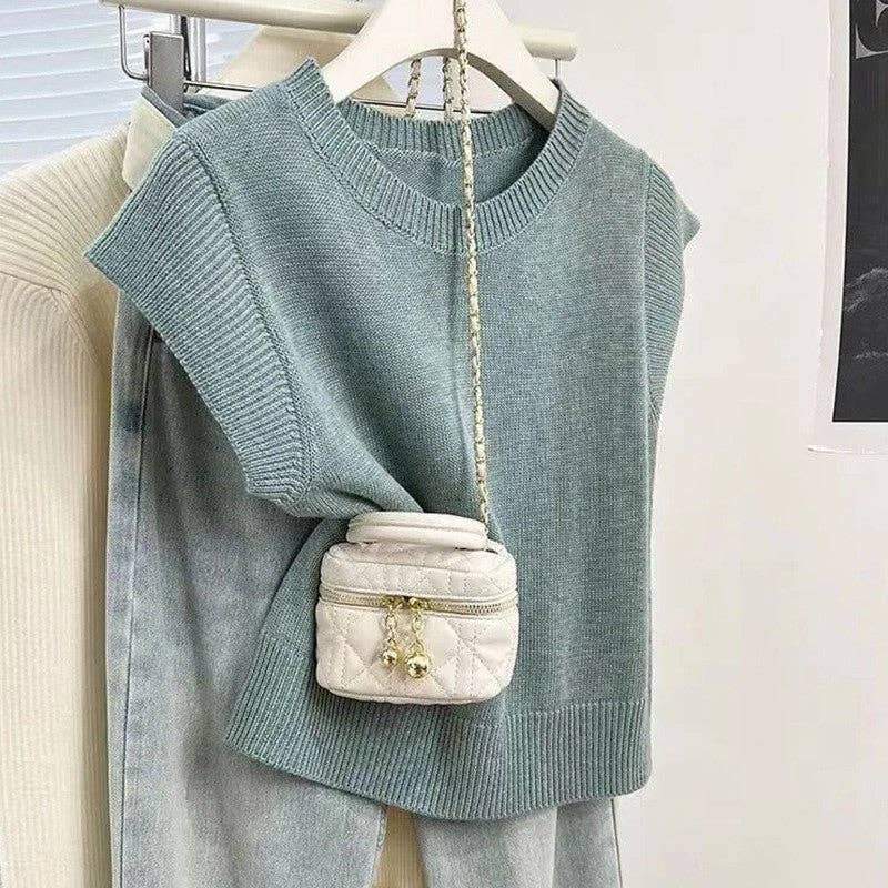 kycozy - Solid Color Knit Short Sleeve T-Shirt