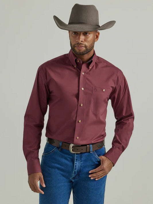 Wrangler® George Strait Collection One Pocket Long Sleeve Shirt - Wine