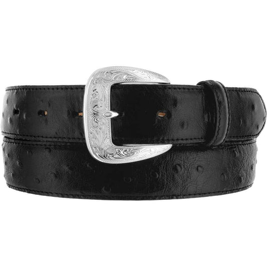 Tony Lama Men's Black Ostrich Print Belt - 1373L
