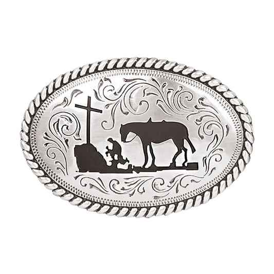 YOU OVAL ROPE EDGE COWBOY BELT BUCKLE