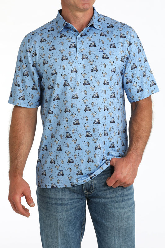 Men's Animal Golf Cart Print - Light Blue
