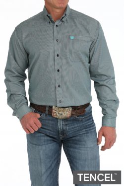 Men's TENCEL™ Striped Button-Down Western Shirt - Black