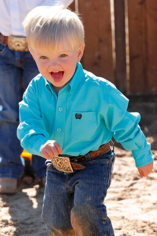 Cinch Infant Boys Turquoise  Button Down Shirt