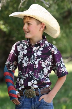 Boy's Cinch Short Sleeve Hawawiian Button-Down Shirt