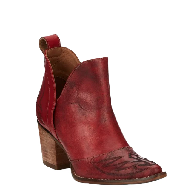 Nocona Ladies Micki Snip Toe Red Leather Booties - ME1922