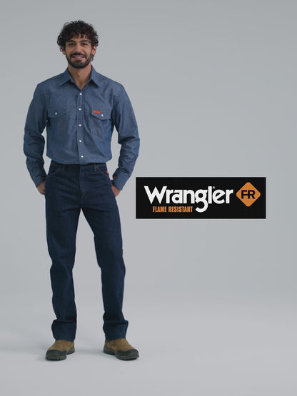 Wrangler® FR Flame Resistant Long Sleeve Twill Work Shirt - Indigo