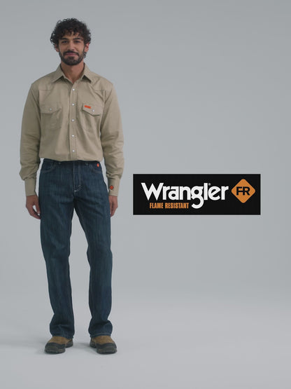 Wrangler® FR Flame Resistant Long Sleeve Twill Solid Shirt - Khaki