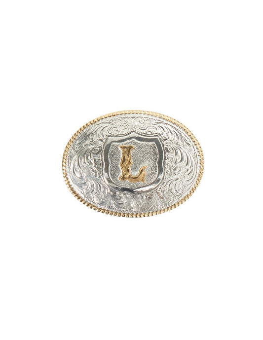 OVAL ROPE EDGE INTIAL (L) BELT BUCKLE