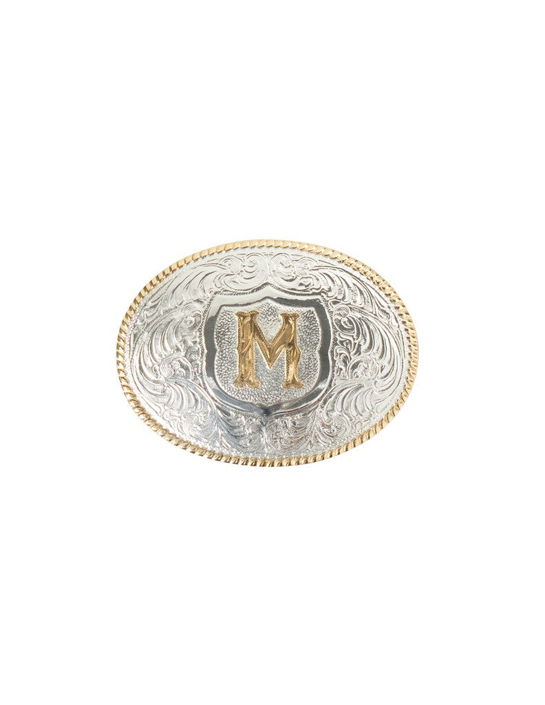 OVAL ROPE EDGE INITIAL (M) BELT BUCKLE