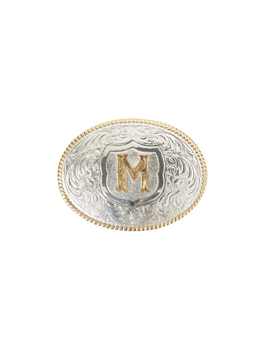 OVAL ROPE EDGE INITIAL (M) BELT BUCKLE