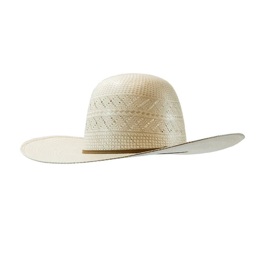 Beige straw hat on a white background