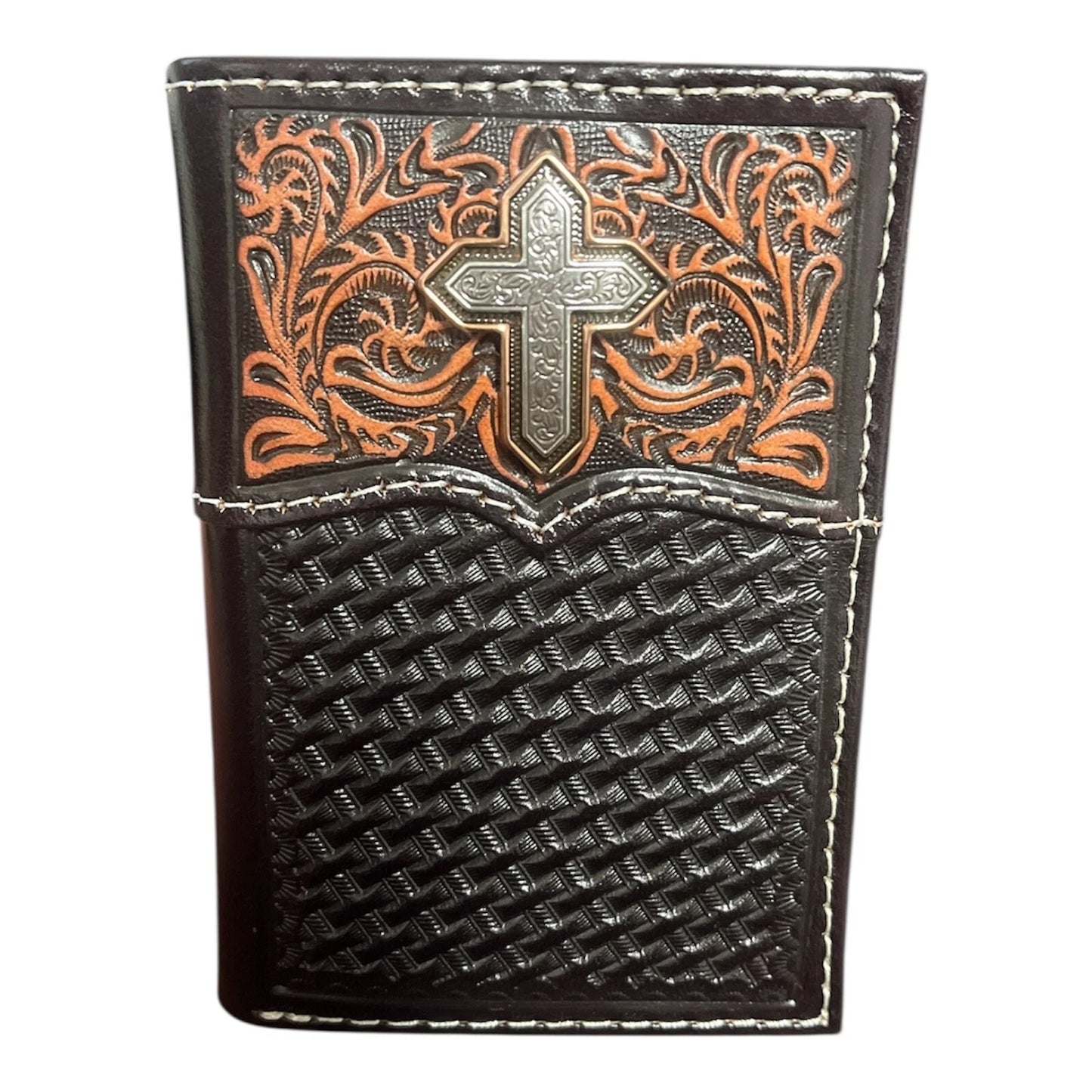 Ariat Trifold Men's Wallet Cross Floral Design
