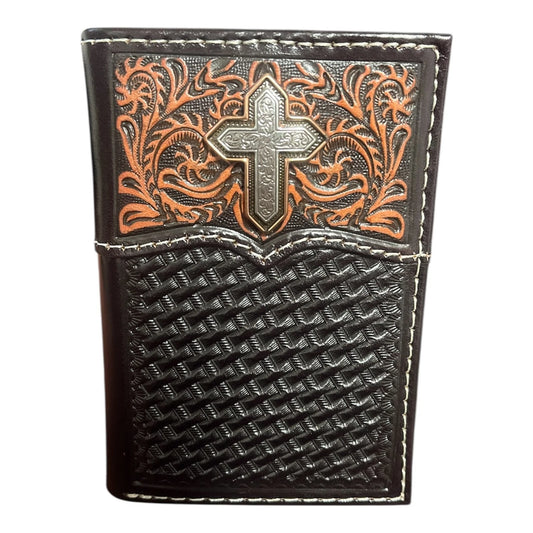 Ariat Trifold Men's Wallet Cross Floral Design