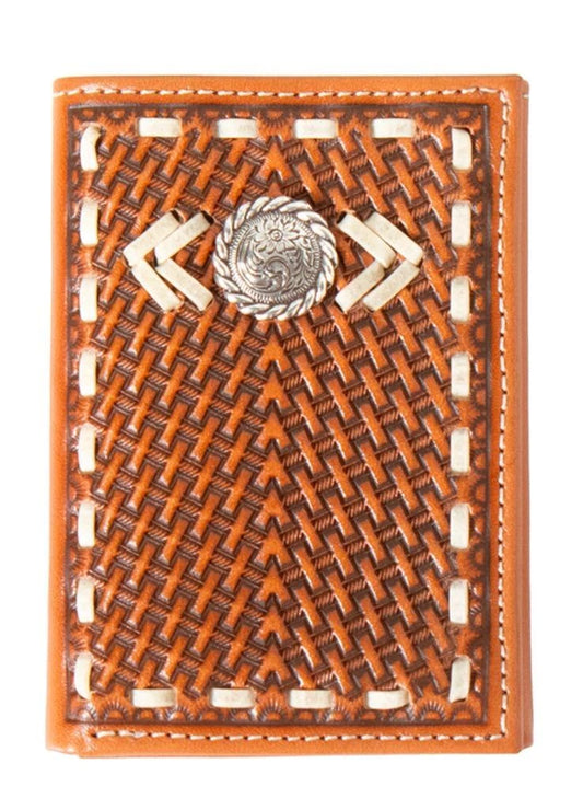 Nocona Men's Rawhide Lace Concho Trifold Wallet