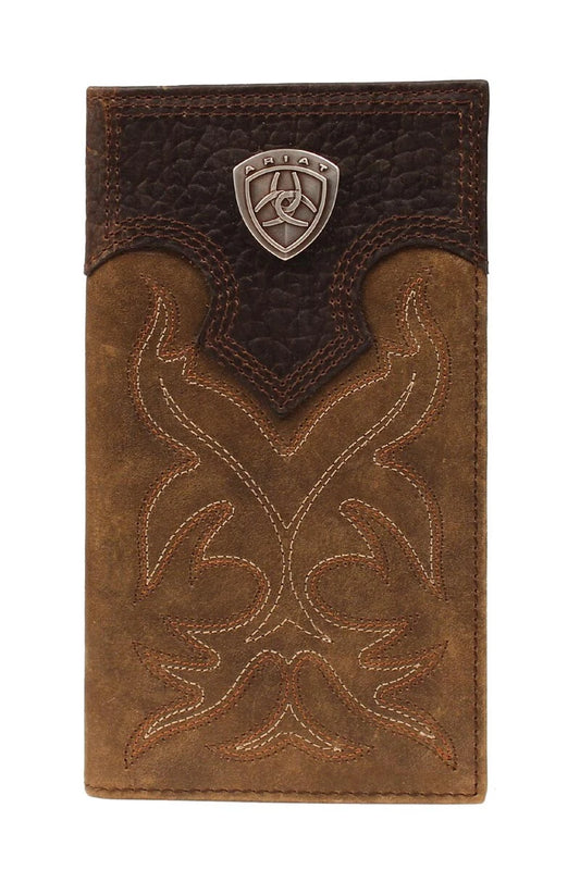 Ariat Men's Leather Wallet - Medium Brown Rodeo