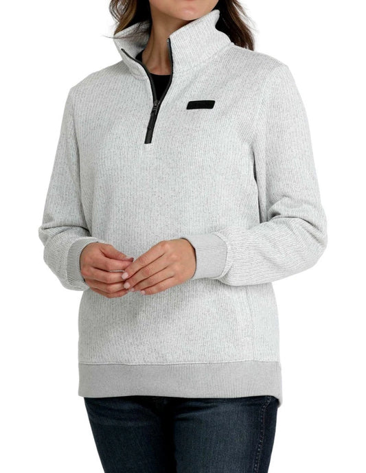 Cinch Western Sweatshirt Womens 1/4 Zip Rib Knit Gray MAK9822003