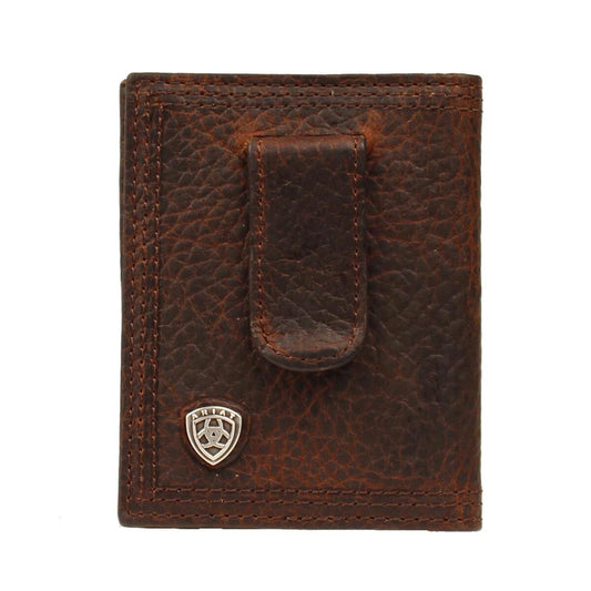 Ariat Men's Dark Brown Front Pocket Money Clip Bifold Wallet - A35124282