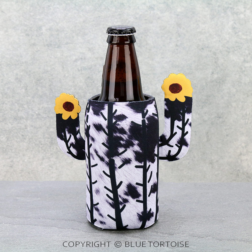 Natural Black Fur Cactus Skinny Bottle Drink Sleeve/Cooler